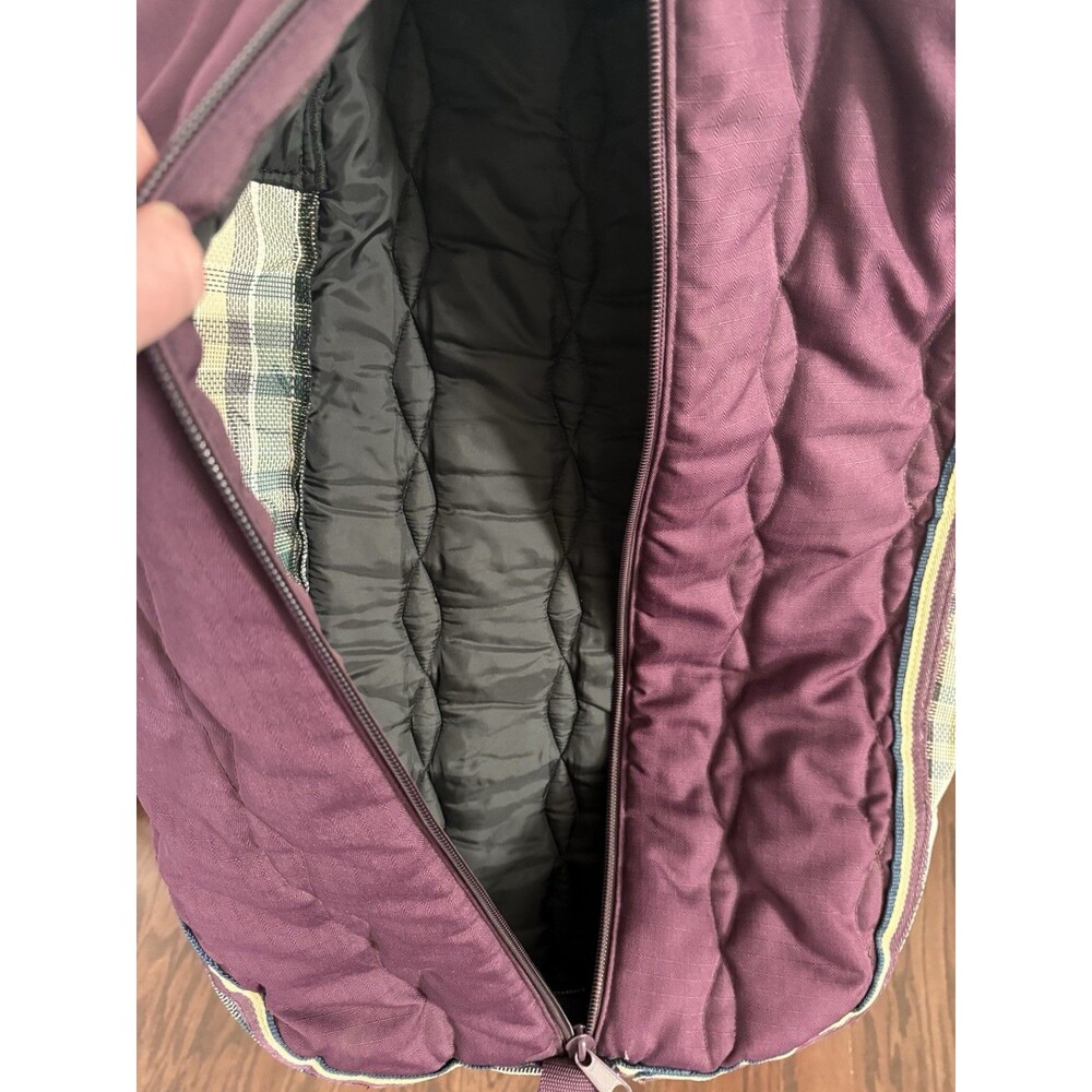 Kensington Roustabout Equestrian Horse Purple Plum Plaid Padded Bridle Bag EUC - Picture 4 of 5